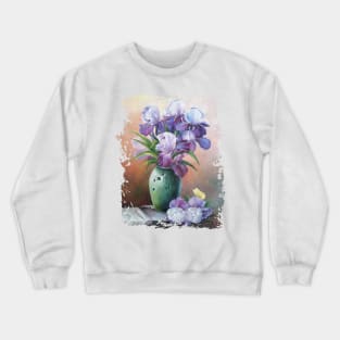 art, picturesque oil painting, bouquet of spring flowers irises Crewneck Sweatshirt